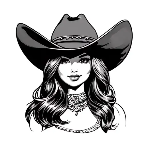 Minimalist Cowgirl Barbie Face With Hat