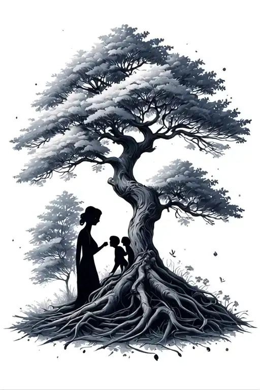 Mom And Baby Tree Growing