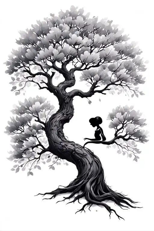 Mom And Baby Tree Intertwined