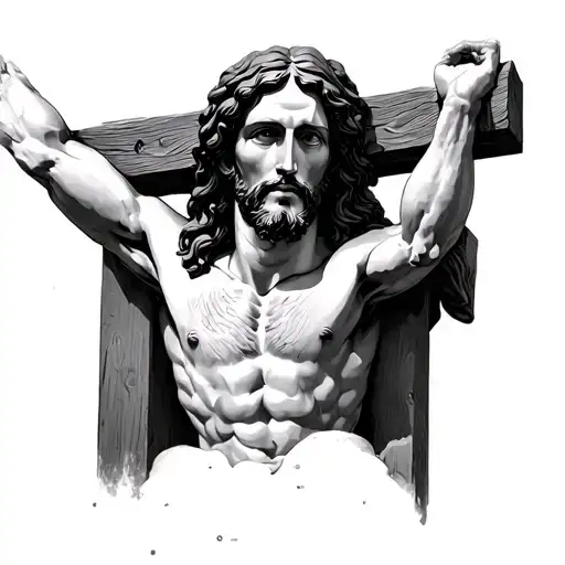 Jesus Christ Crucified And Heads Wrapped