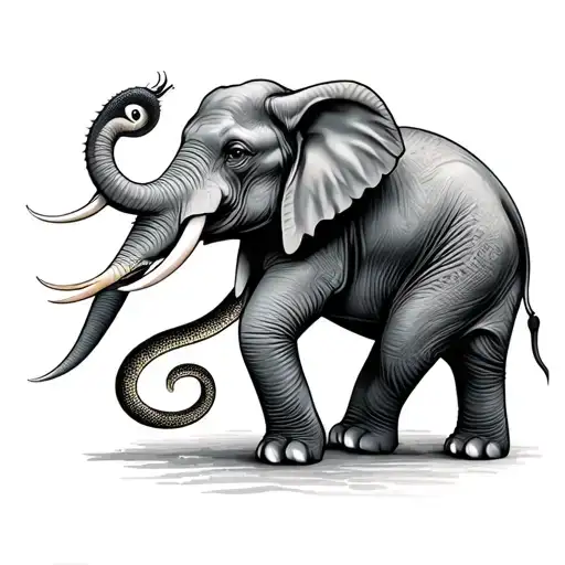 Elephant With A Semicolon With A Snake