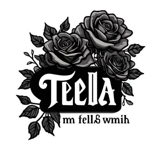 Tela With Roses Around It And A Mexican Style Font