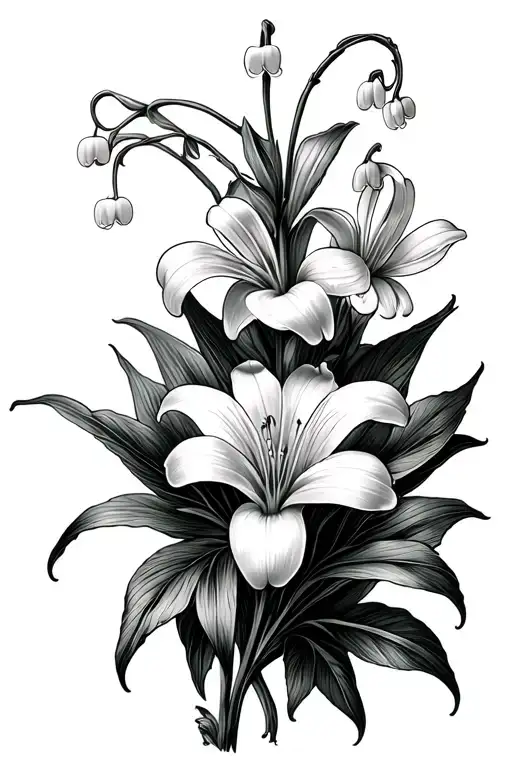 Lily Of The Valley Intertwined With Marigold