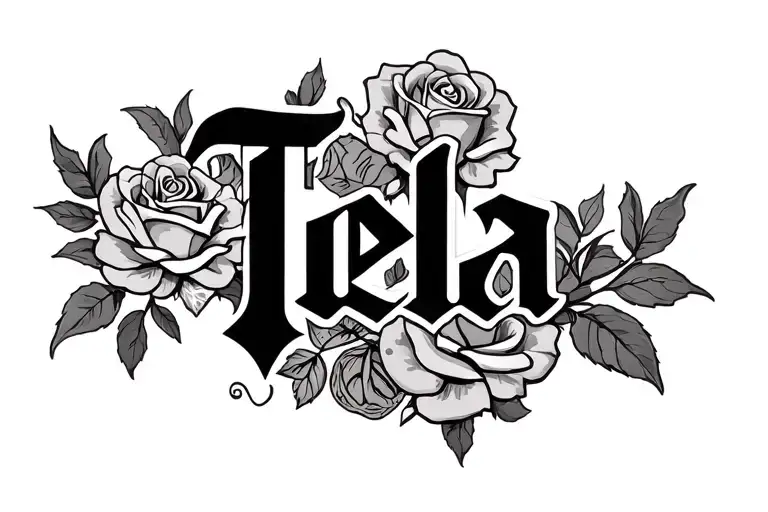Tela With Roses Around It And A Mexican Style Font
