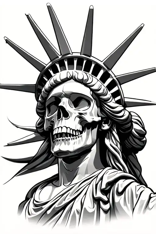 Skull And Statue Of Liberty