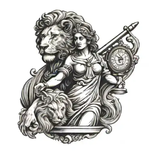 Lady Justice And Lion