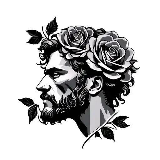 Leon With Hair Of Rose Flowers