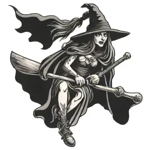 Witch Flying On A Broomstick