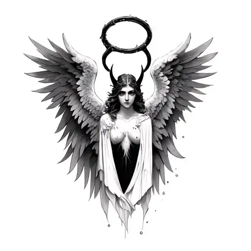 Seraphim Angel With A Devil And Angel Side Halo And Horns