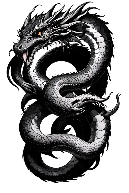 Snake And Dragon Intertwined