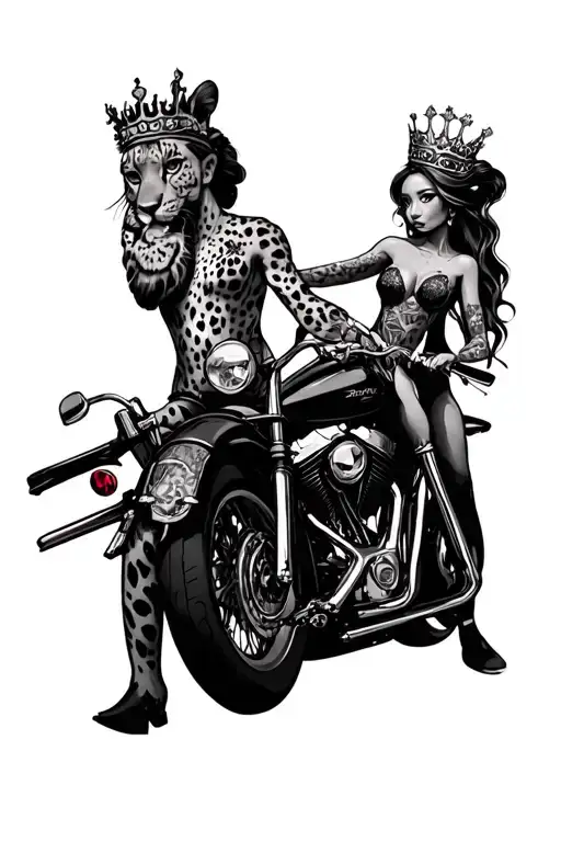 Biker His Queen Her King Cheetah Print Glitter