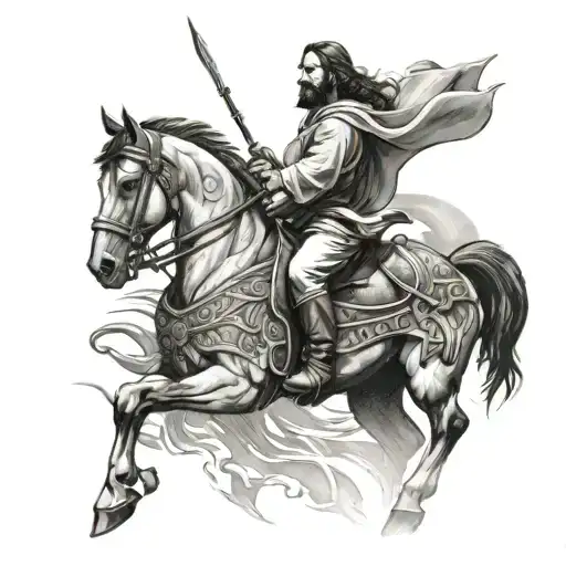 Jesus Warriror On Horseback With Holy Spirit Returning