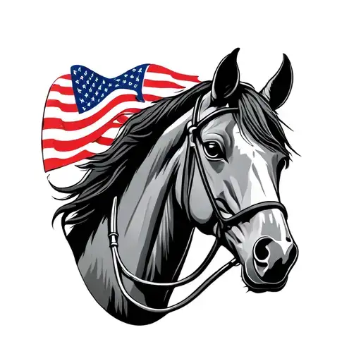 Horse With Stethoscope And Usa Flag
