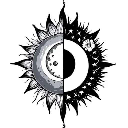 Half Sun Half Moon American Traditional