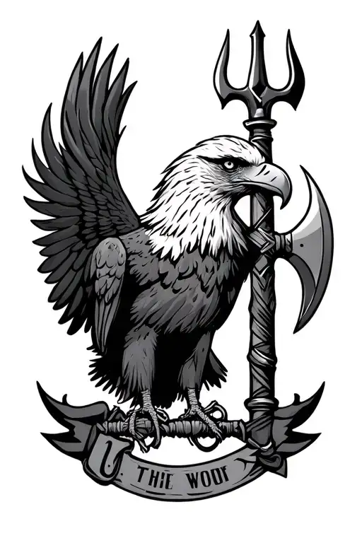 Navy Eagle With Trident Fire Axe And Paramedic Staff