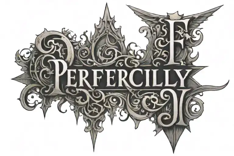 Words That Say Perfectly Misaligned In Crooked Gothic Letters