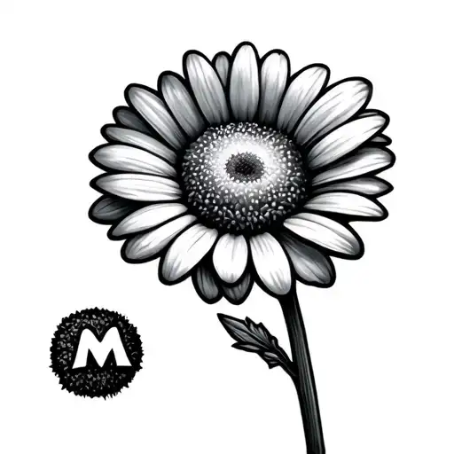 A Small Daisy With A Cursive M In The Stem