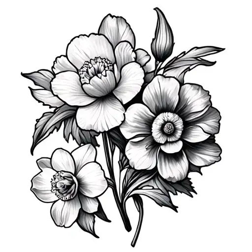 Carnation And Daffodil Flowers