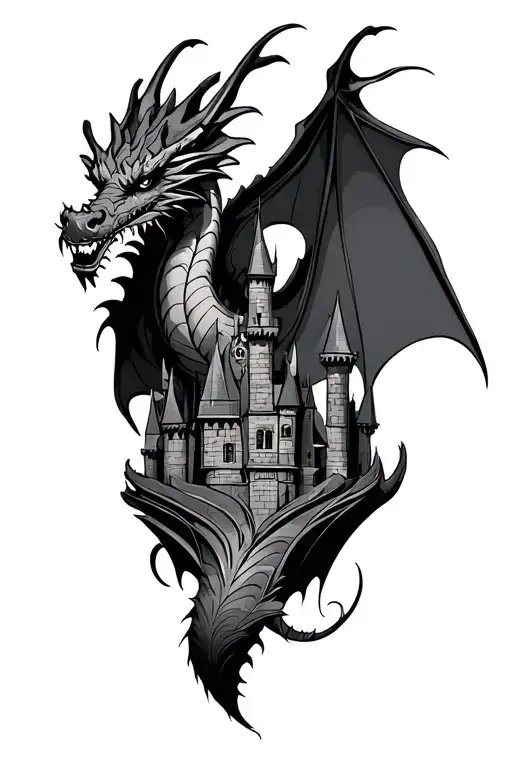 Dragon Atop Castle Surrounded
