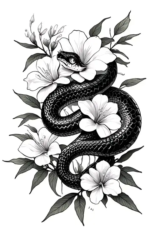 Karvi Flowers And Bamboo Pit Viper Snake