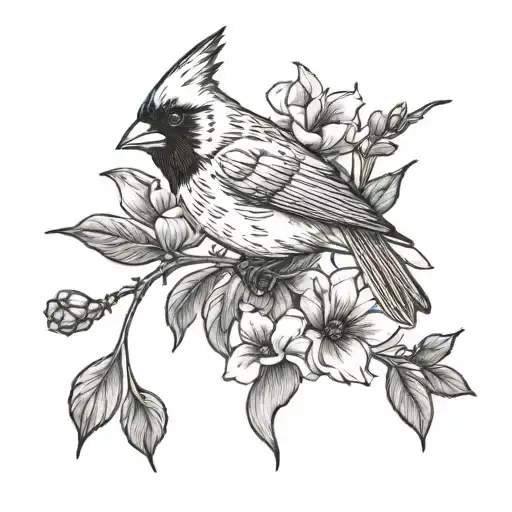 Dainty Cardinal And Flower