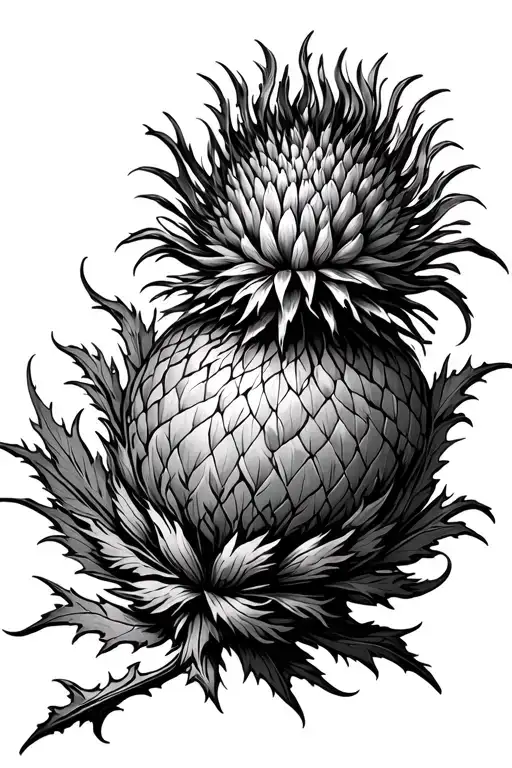 Creat A Scottish Thistle Tattoo That Goes From The Botttom Of The Spine To The Top