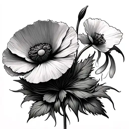Poppy Flower And Snowdrop Flower
