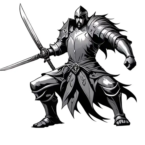 Mythical Knight Holding A Sword
