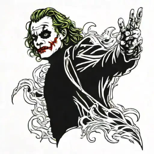Heath Ledger Joker Behind Flames Left Arm Sleeve