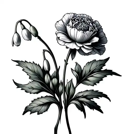 Carnation And Snowdrops Crossed Over Each Other