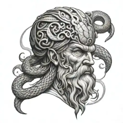 Zeus God Third Eye Medussa And Snake Surrounded