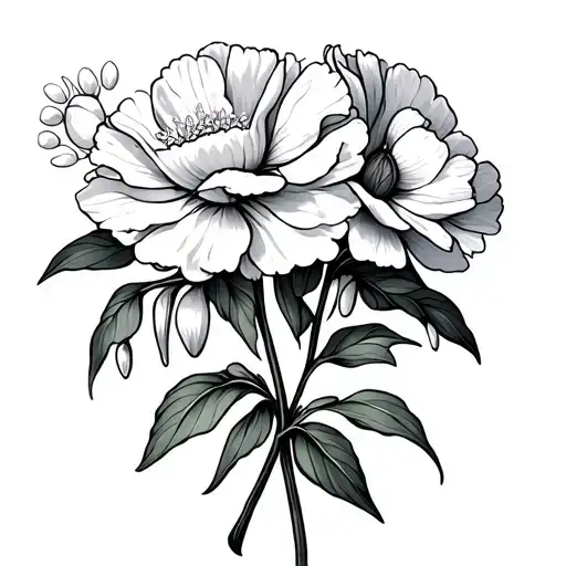 Carnation And Snowdrops Crossed Over Each Other