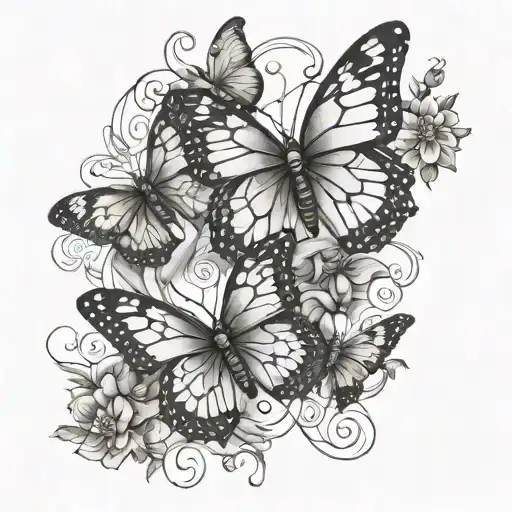 Butteflies And A Small Cross
