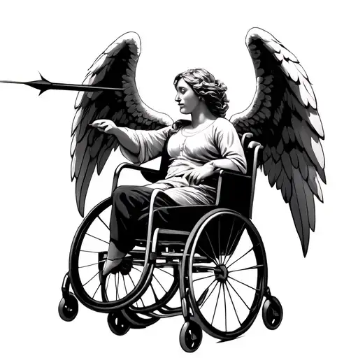 Angel In Wheelchair Shooting Arrows
