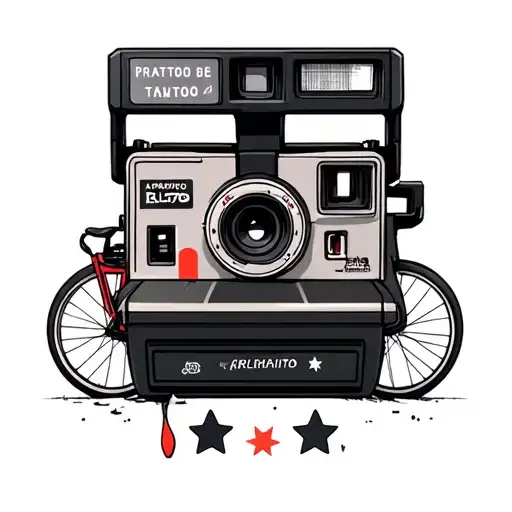 Polaroid Camera With Bike And 3 Stars