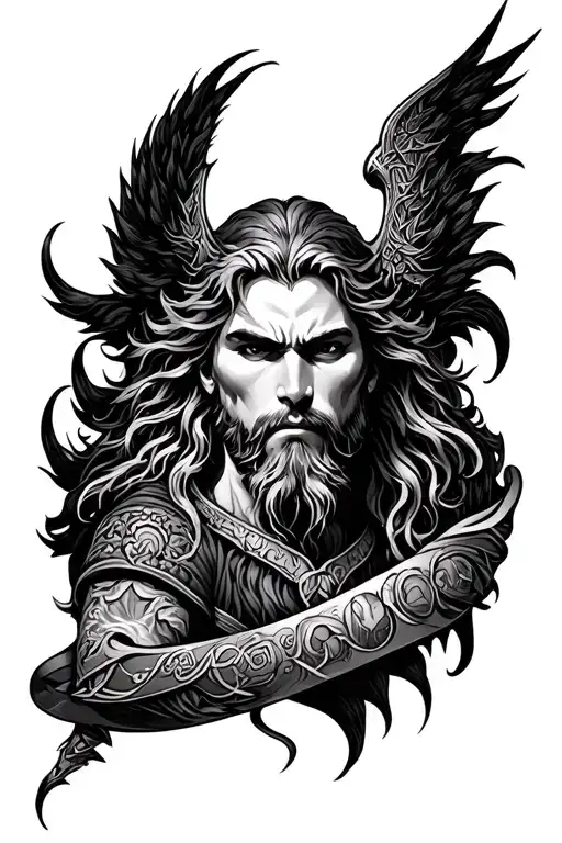 Norse Mythology Sleeve Tattoo Featuring