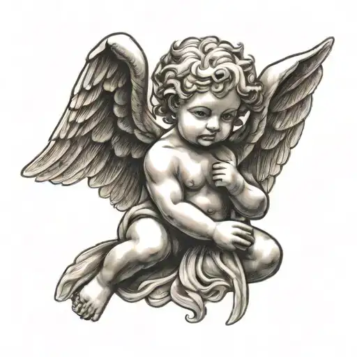 Cherub Angel With Wings Shadow Stroke