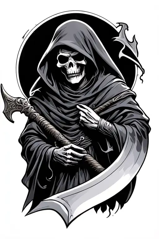 Grim Reaper Holding A Scythe