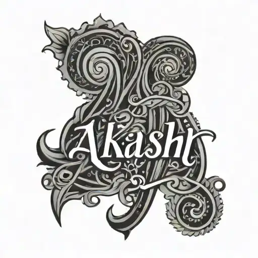 Akash Name Tattoo Design