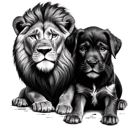 Lions And His Puppy