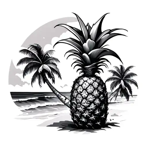 Palm Trees Beach Pineapple