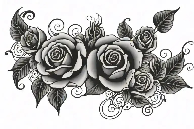 Words And Rosses Surrounding A Back