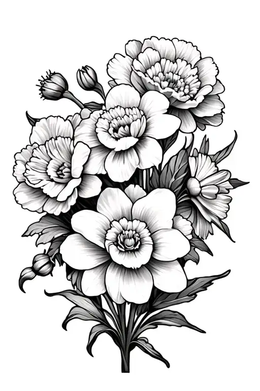 Carnations And Daffodil Flowers