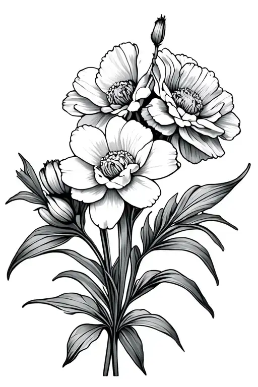 Carnations And Daffodil Flowers
