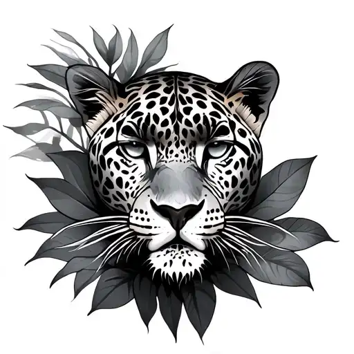 Jaguar With Victoria Amazonica Tribal