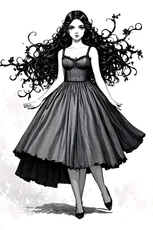 Girl In Dress Standing