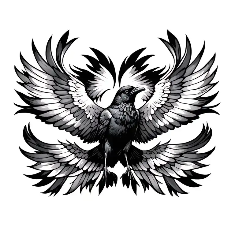 A Crow Flying Viewed From Above