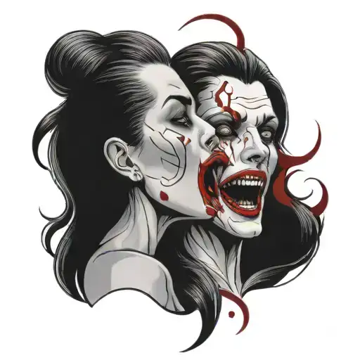 Vampire Sucking Blood From Girl Neck Colour Ful Calf