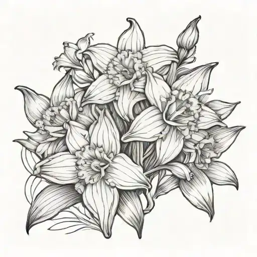 Daffodil Violet And Lily Flowers