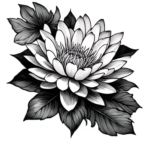 Chrysanthemum And Water Lily